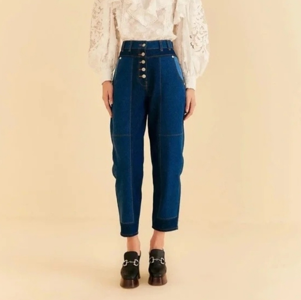Farm Rio Patch Jeans. High Waisted Cropped. Size 31